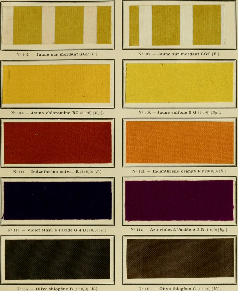 An illustration from Revue générale des matières colorantes et de leurs applications aux textiles, 1908, leaf 232