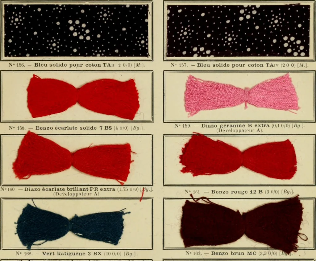 An illustration from Revue générale des matières colorantes et de leurs applications aux textiles, 1908, leaf 328