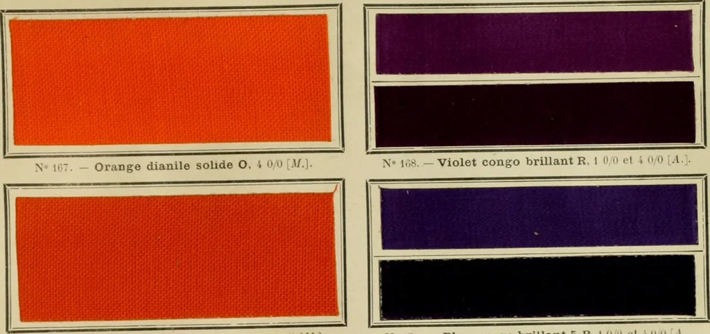 An illustration from Revue générale des matières colorantes et de leurs applications aux textiles, 1908, leaf 410