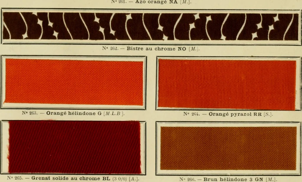 An illustration from Revue générale des matières colorantes et de leurs applications aux textiles, 1908, leaf 354