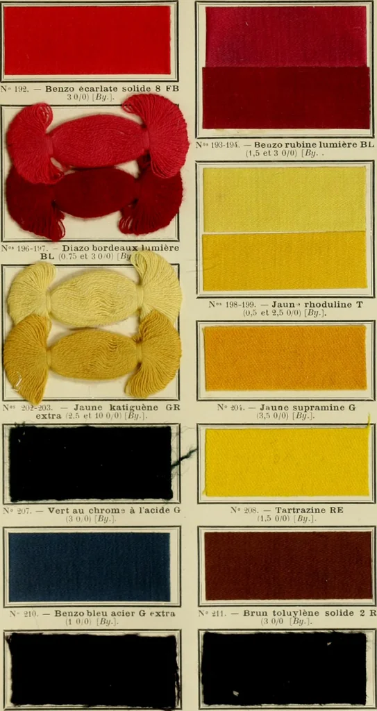 An illustration from Revue générale des matières colorantes et de leurs applications aux textiles, 1908, leaf 332