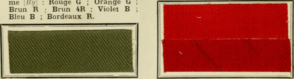 An illustration from Revue générale des matières colorantes de la teinture, de l'impression et des apprêts, 1910, leaf 202
