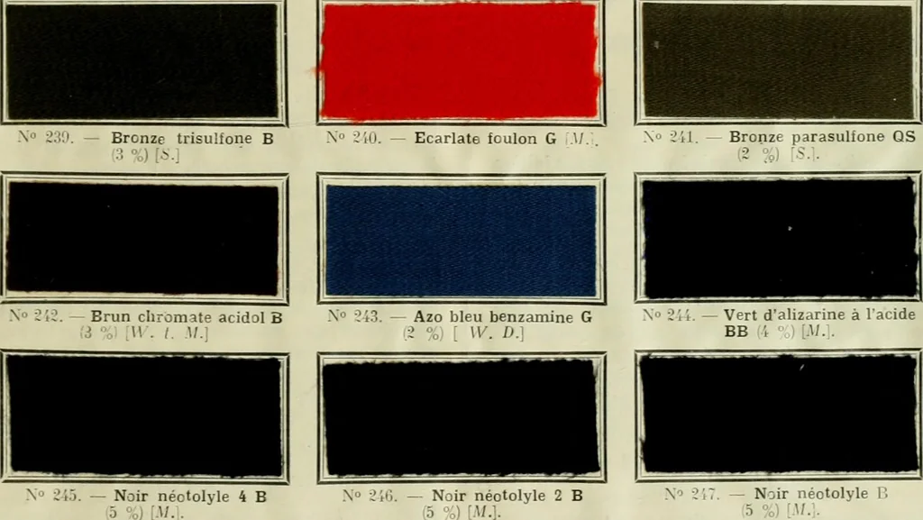 An illustration from Revue générale des matières colorantes de la teinture, de l'impression et des apprêts, 1910, leaf 380