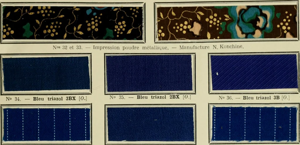 An illustration from Revue générale des matières colorantes de la teinture, de l'impression et des apprêts, 1910, leaf 42