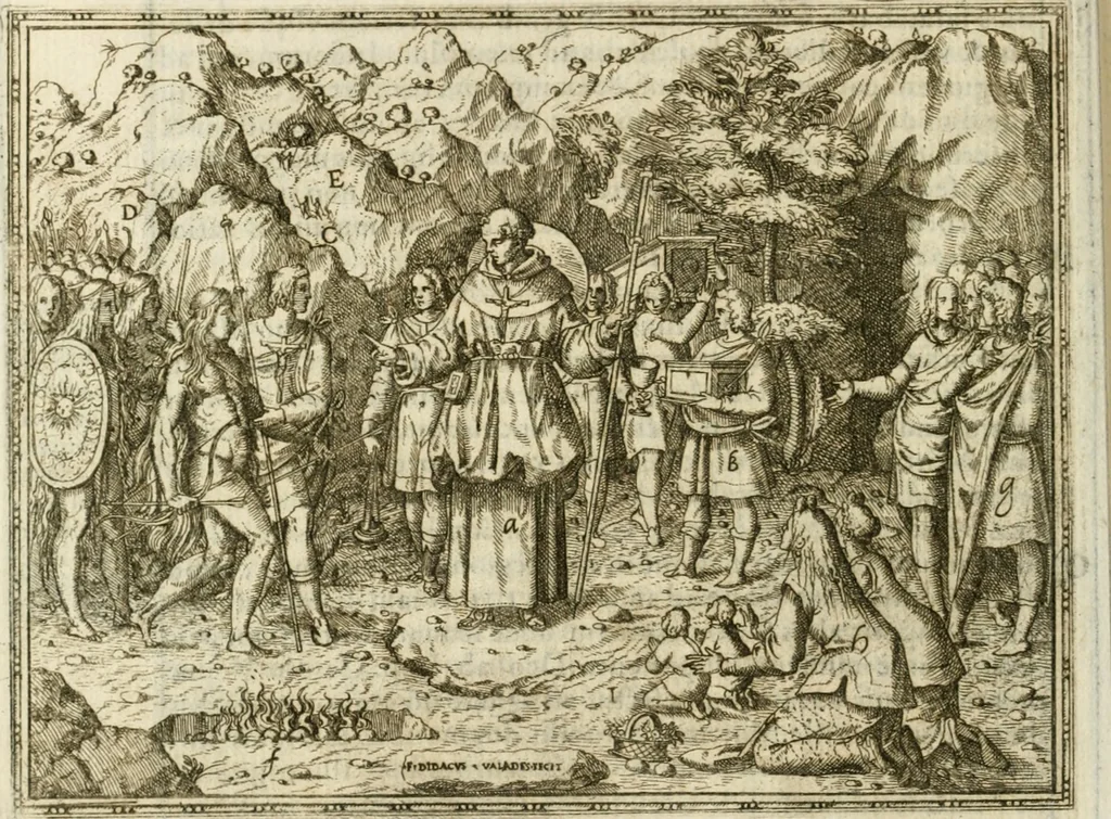 An illustration from Rhetorica christiana : ad concionandi et orandi vsvm accommodata, vtrivsq[ue] facvltatis exemplis svo loco insertis : qvae qvidem ex Indorvm maximè deprompta svnt historiis : vnde praeter doctrinam, svma qvoqve delectatio comparabitvr, 1579, leaf 265