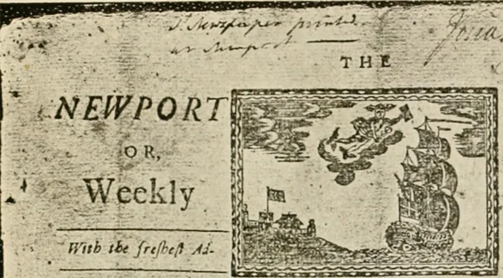 An illustration from Rhode Island imprints; a list of books, pamphlets, newspapers and broadsides printed at Newport, Providence, Warren, Rhode Island between 1727 and 1800, 1915, leaf 34