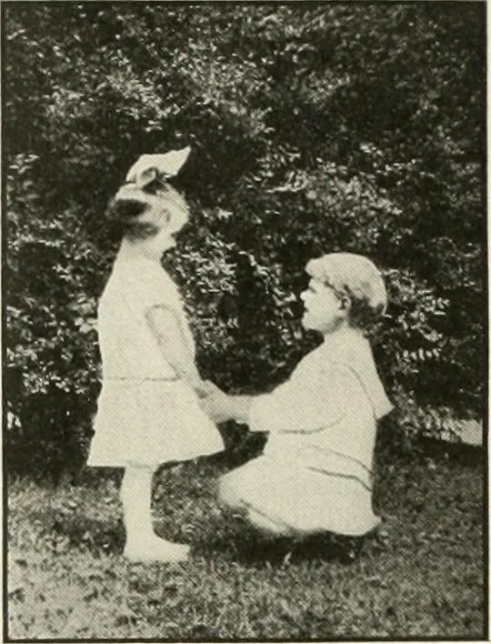 An illustration from Rhythmic action plays and dances; a book of original games and dances, arranged progressively, to Mother Goose and other action songs, with a teaching introductory; for the kindergarten, primary schools, playground and gymnasium, 1915, leaf 109