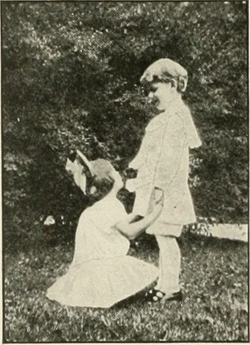 An illustration from Rhythmic action plays and dances; a book of original games and dances, arranged progressively, to Mother Goose and other action songs, with a teaching introductory; for the kindergarten, primary schools, playground and gymnasium, 1915, leaf 109