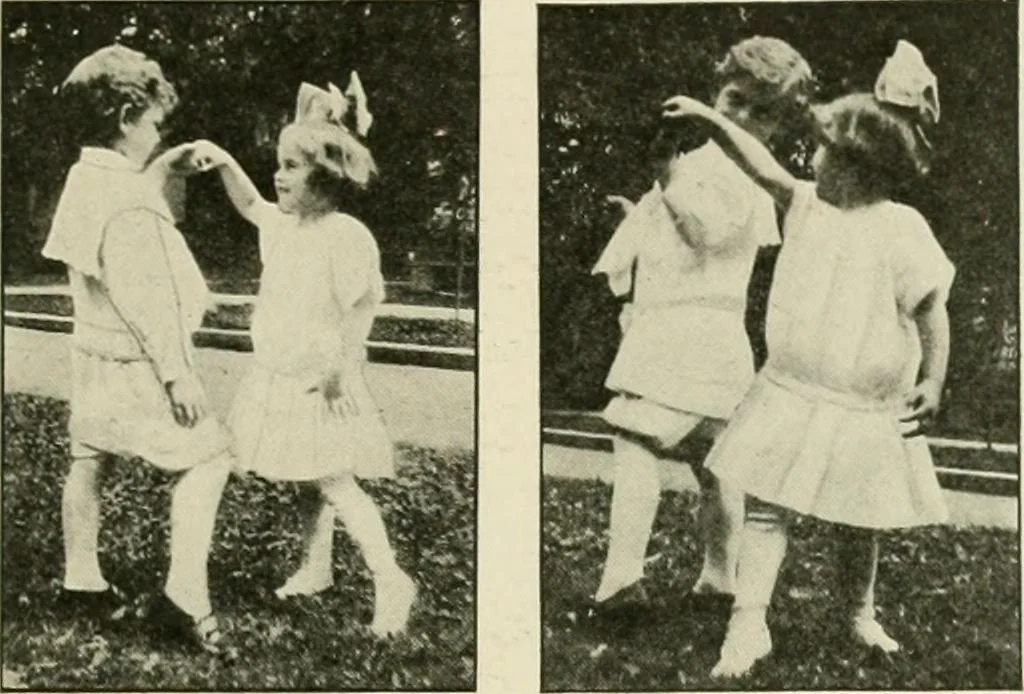 An illustration from Rhythmic action plays and dances; a book of original games and dances, arranged progressively, to Mother Goose and other action songs, with a teaching introductory; for the kindergarten, primary schools, playground and gymnasium, 1915, leaf 118