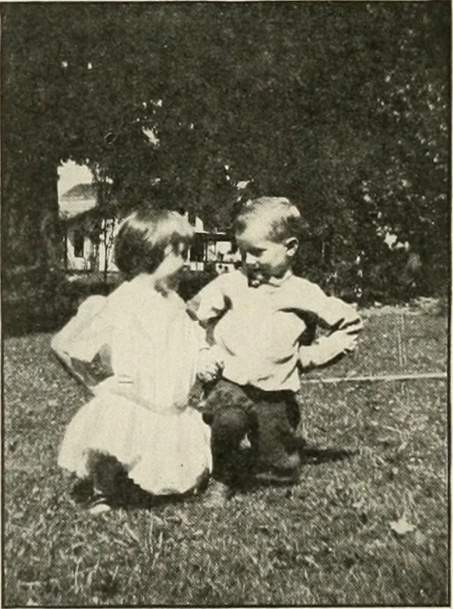 An illustration from Rhythmic action plays and dances; a book of original games and dances, arranged progressively, to Mother Goose and other action songs, with a teaching introductory; for the kindergarten, primary schools, playground and gymnasium, 1915, leaf 119