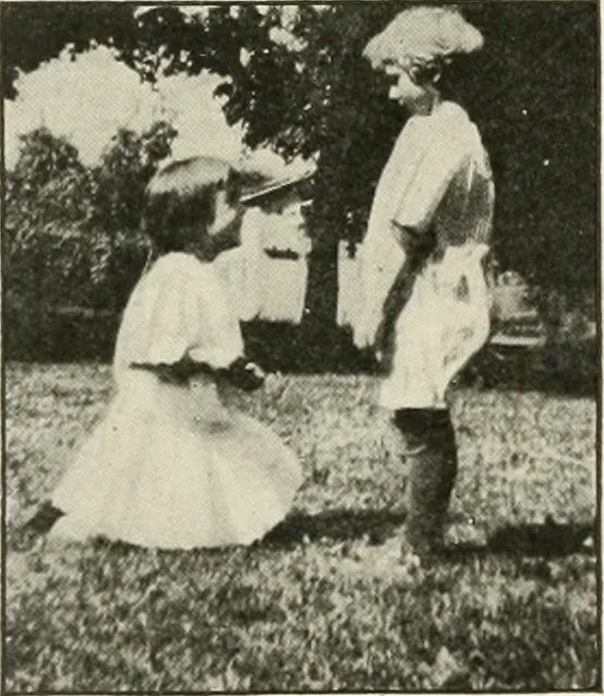 An illustration from Rhythmic action plays and dances; a book of original games and dances, arranged progressively, to Mother Goose and other action songs, with a teaching introductory; for the kindergarten, primary schools, playground and gymnasium, 1915, leaf 125