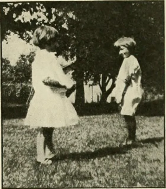 An illustration from Rhythmic action plays and dances; a book of original games and dances, arranged progressively, to Mother Goose and other action songs, with a teaching introductory; for the kindergarten, primary schools, playground and gymnasium, 1915, leaf 126
