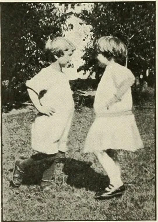 An illustration from Rhythmic action plays and dances; a book of original games and dances, arranged progressively, to Mother Goose and other action songs, with a teaching introductory; for the kindergarten, primary schools, playground and gymnasium, 1915, leaf 137