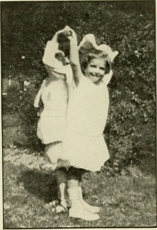 An illustration from Rhythmic action plays and dances; a book of original games and dances, arranged progressively, to Mother Goose and other action songs, with a teaching introductory; for the kindergarten, primary schools, playground and gymnasium, 1915, leaf 142