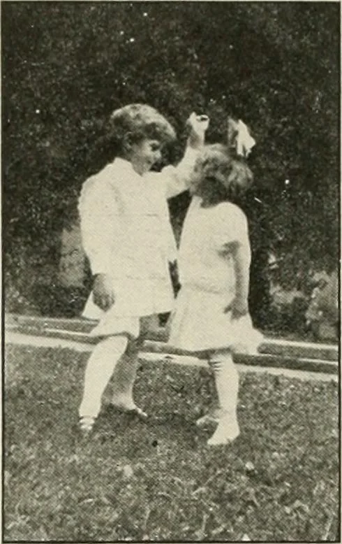 An illustration from Rhythmic action plays and dances; a book of original games and dances, arranged progressively, to Mother Goose and other action songs, with a teaching introductory; for the kindergarten, primary schools, playground and gymnasium, 1915, leaf 145