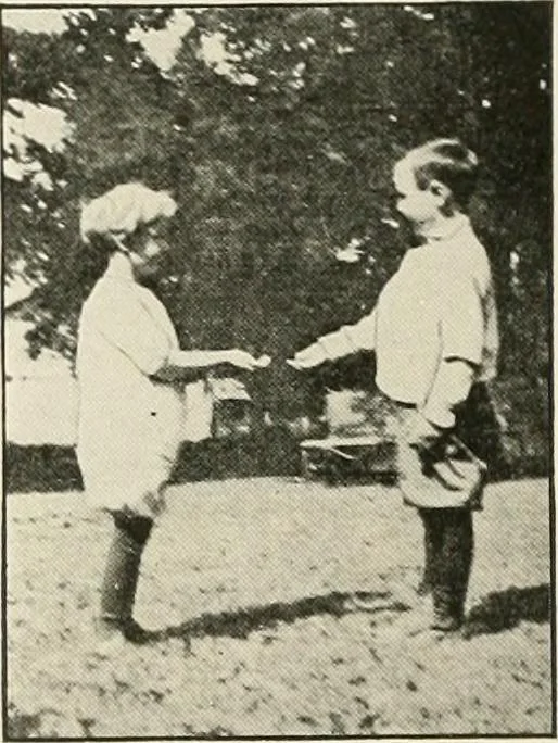 An illustration from Rhythmic action plays and dances; a book of original games and dances, arranged progressively, to Mother Goose and other action songs, with a teaching introductory; for the kindergarten, primary schools, playground and gymnasium, 1915, leaf 157