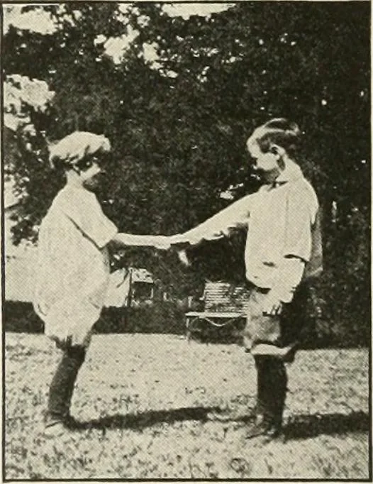 An illustration from Rhythmic action plays and dances; a book of original games and dances, arranged progressively, to Mother Goose and other action songs, with a teaching introductory; for the kindergarten, primary schools, playground and gymnasium, 1915, leaf 157