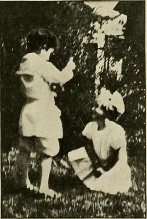 An illustration from Rhythmic action plays and dances; a book of original games and dances, arranged progressively, to Mother Goose and other action songs, with a teaching introductory; for the kindergarten, primary schools, playground and gymnasium, 1915, leaf 32