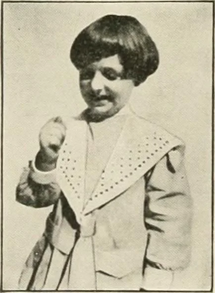 An illustration from Rhythmic action plays and dances; a book of original games and dances, arranged progressively, to Mother Goose and other action songs, with a teaching introductory; for the kindergarten, primary schools, playground and gymnasium, 1915, leaf 45