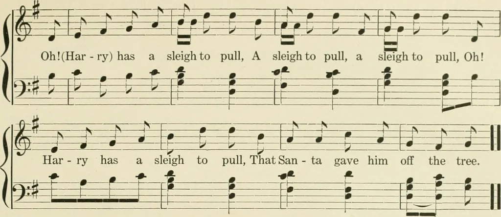 An illustration from Rhythmic action plays and dances; a book of original games and dances, arranged progressively, to Mother Goose and other action songs, with a teaching introductory; for the kindergarten, primary schools, playground and gymnasium, 1915, leaf 56