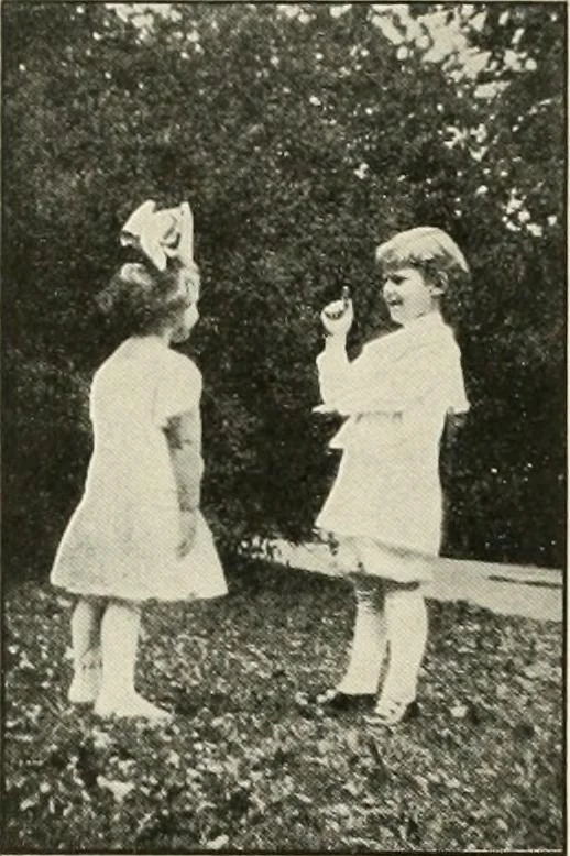 An illustration from Rhythmic action plays and dances; a book of original games and dances, arranged progressively, to Mother Goose and other action songs, with a teaching introductory; for the kindergarten, primary schools, playground and gymnasium, 1915, leaf 63