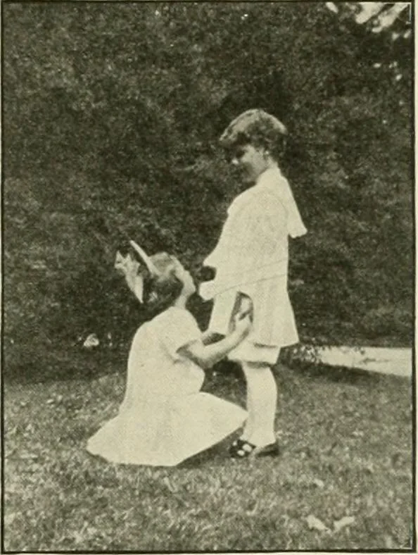 An illustration from Rhythmic action plays and dances; a book of original games and dances, arranged progressively, to Mother Goose and other action songs, with a teaching introductory; for the kindergarten, primary schools, playground and gymnasium, 1915, leaf 68