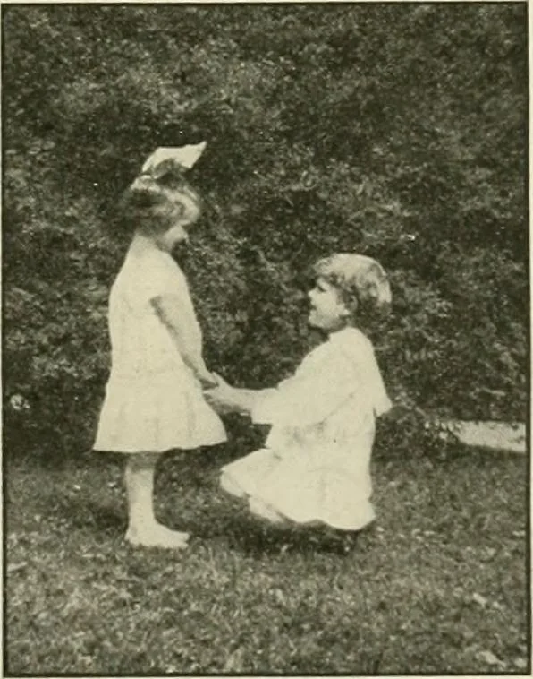 An illustration from Rhythmic action plays and dances; a book of original games and dances, arranged progressively, to Mother Goose and other action songs, with a teaching introductory; for the kindergarten, primary schools, playground and gymnasium, 1915, leaf 68