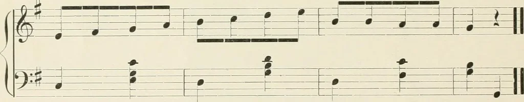 An illustration from Rhythmic action plays and dances; a book of original games and dances, arranged progressively, to Mother Goose and other action songs, with a teaching introductory; for the kindergarten, primary schools, playground and gymnasium, 1915, leaf 69