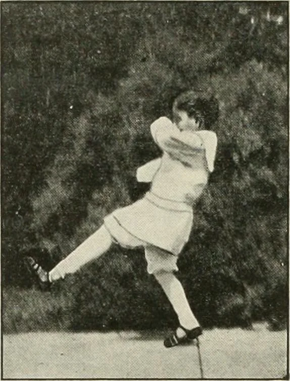 An illustration from Rhythmic action plays and dances; a book of original games and dances, arranged progressively, to Mother Goose and other action songs, with a teaching introductory; for the kindergarten, primary schools, playground and gymnasium, 1915, leaf 79