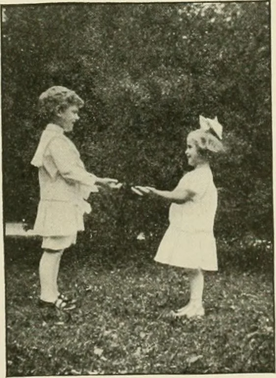 An illustration from Rhythmic action plays and dances; a book of original games and dances, arranged progressively, to Mother Goose and other action songs, with a teaching introductory; for the kindergarten, primary schools, playground and gymnasium, 1915, leaf 90