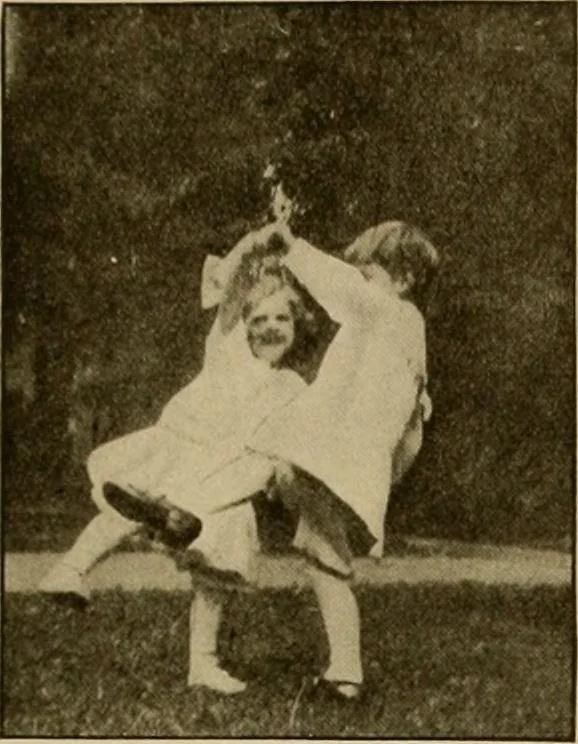 An illustration from Rhythmic action plays and dances; a book of original games and dances, arranged progressively, to Mother Goose and other action songs, with a teaching introductory; for the kindergarten, primary schools, playground and gymnasium, 1915, leaf 110