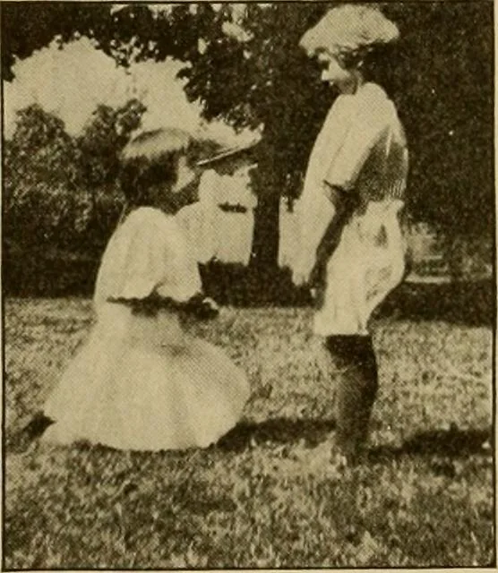 An illustration from Rhythmic action plays and dances; a book of original games and dances, arranged progressively, to Mother Goose and other action songs, with a teaching introductory; for the kindergarten, primary schools, playground and gymnasium, 1915, leaf 125