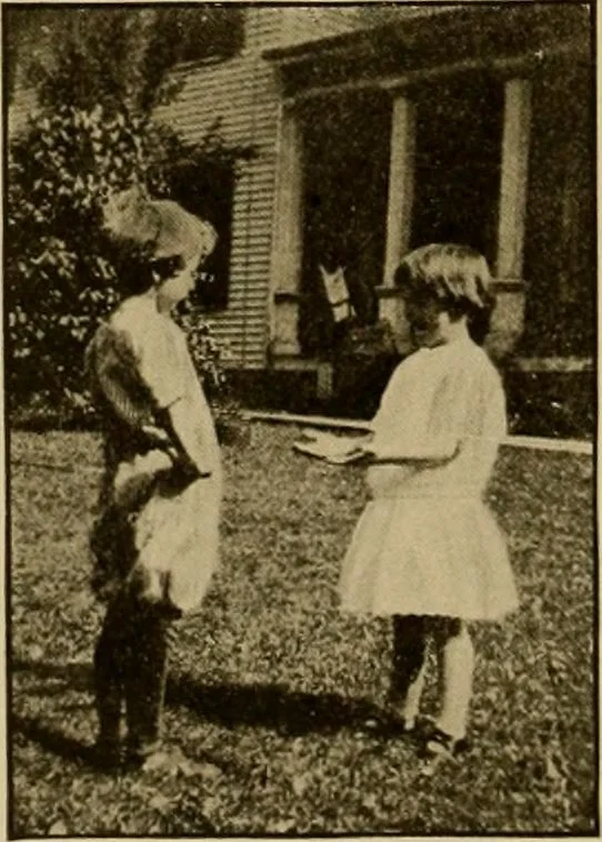 An illustration from Rhythmic action plays and dances; a book of original games and dances, arranged progressively, to Mother Goose and other action songs, with a teaching introductory; for the kindergarten, primary schools, playground and gymnasium, 1915, leaf 135