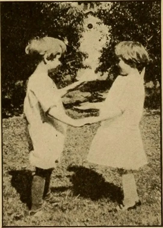 An illustration from Rhythmic action plays and dances; a book of original games and dances, arranged progressively, to Mother Goose and other action songs, with a teaching introductory; for the kindergarten, primary schools, playground and gymnasium, 1915, leaf 136