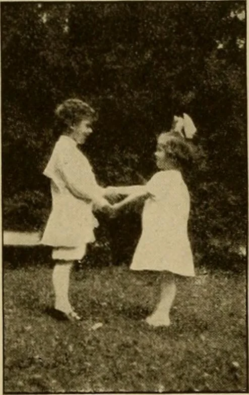 An illustration from Rhythmic action plays and dances; a book of original games and dances, arranged progressively, to Mother Goose and other action songs, with a teaching introductory; for the kindergarten, primary schools, playground and gymnasium, 1915, leaf 140
