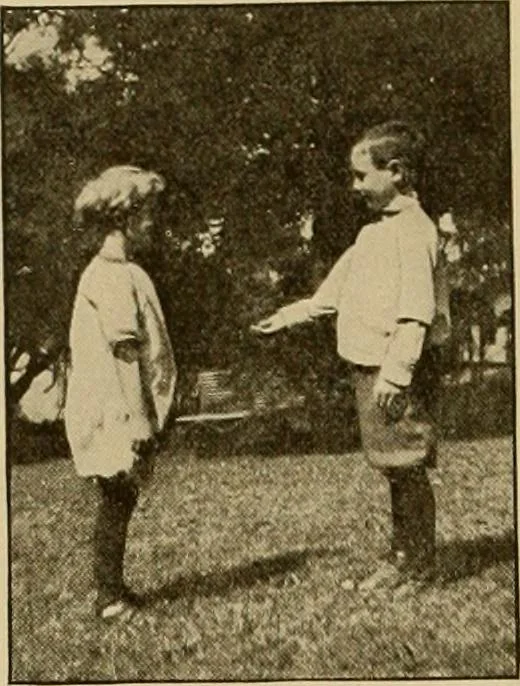 An illustration from Rhythmic action plays and dances; a book of original games and dances, arranged progressively, to Mother Goose and other action songs, with a teaching introductory; for the kindergarten, primary schools, playground and gymnasium, 1915, leaf 157