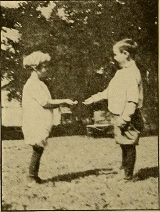 An illustration from Rhythmic action plays and dances; a book of original games and dances, arranged progressively, to Mother Goose and other action songs, with a teaching introductory; for the kindergarten, primary schools, playground and gymnasium, 1915, leaf 157