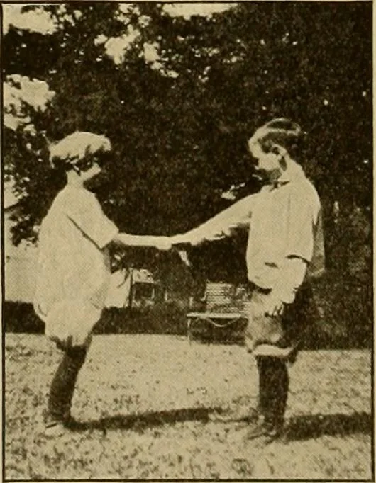 An illustration from Rhythmic action plays and dances; a book of original games and dances, arranged progressively, to Mother Goose and other action songs, with a teaching introductory; for the kindergarten, primary schools, playground and gymnasium, 1915, leaf 157