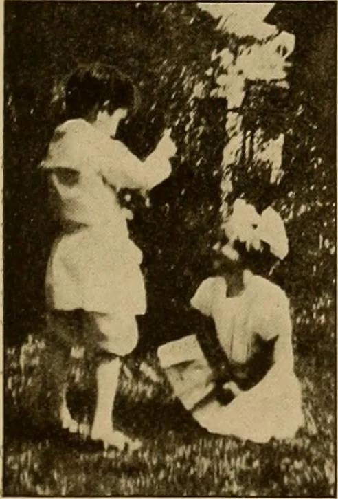 An illustration from Rhythmic action plays and dances; a book of original games and dances, arranged progressively, to Mother Goose and other action songs, with a teaching introductory; for the kindergarten, primary schools, playground and gymnasium, 1915, leaf 32