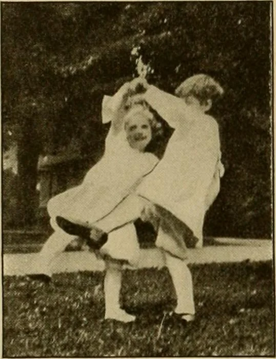 An illustration from Rhythmic action plays and dances; a book of original games and dances, arranged progressively, to Mother Goose and other action songs, with a teaching introductory; for the kindergarten, primary schools, playground and gymnasium, 1915, leaf 33