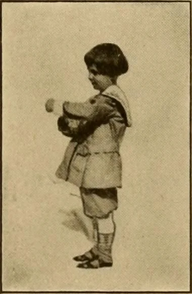 An illustration from Rhythmic action plays and dances; a book of original games and dances, arranged progressively, to Mother Goose and other action songs, with a teaching introductory; for the kindergarten, primary schools, playground and gymnasium, 1915, leaf 46