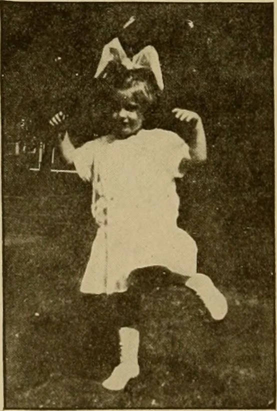 An illustration from Rhythmic action plays and dances; a book of original games and dances, arranged progressively, to Mother Goose and other action songs, with a teaching introductory; for the kindergarten, primary schools, playground and gymnasium, 1915, leaf 89