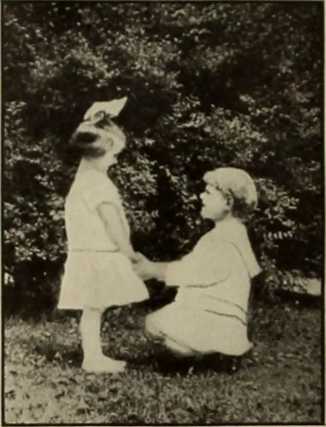 An illustration from Rhythmic action plays and dances; a book of original games and dances, arranged progressively, to Mother Goose and other action songs, with a teaching introductory; for the kindergarten, primary schools, playground and gymnasium, 1915, leaf 109