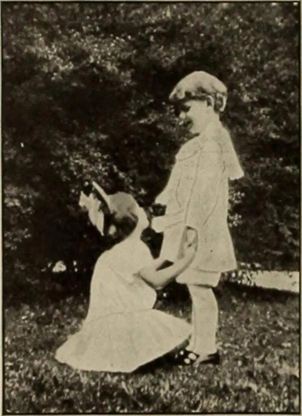An illustration from Rhythmic action plays and dances; a book of original games and dances, arranged progressively, to Mother Goose and other action songs, with a teaching introductory; for the kindergarten, primary schools, playground and gymnasium, 1915, leaf 109