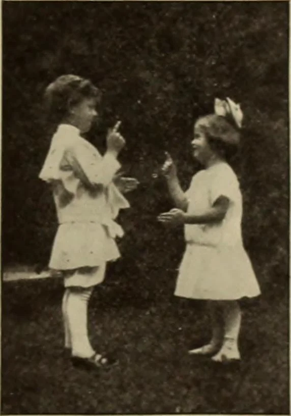 An illustration from Rhythmic action plays and dances; a book of original games and dances, arranged progressively, to Mother Goose and other action songs, with a teaching introductory; for the kindergarten, primary schools, playground and gymnasium, 1915, leaf 124