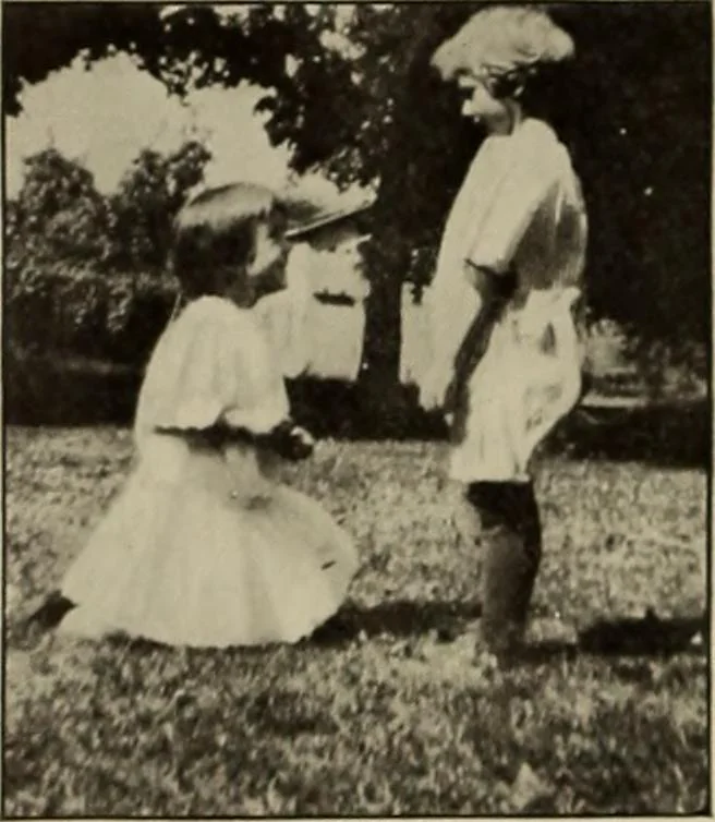 An illustration from Rhythmic action plays and dances; a book of original games and dances, arranged progressively, to Mother Goose and other action songs, with a teaching introductory; for the kindergarten, primary schools, playground and gymnasium, 1915, leaf 125