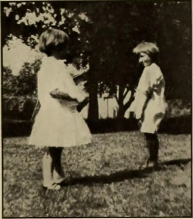 An illustration from Rhythmic action plays and dances; a book of original games and dances, arranged progressively, to Mother Goose and other action songs, with a teaching introductory; for the kindergarten, primary schools, playground and gymnasium, 1915, leaf 126