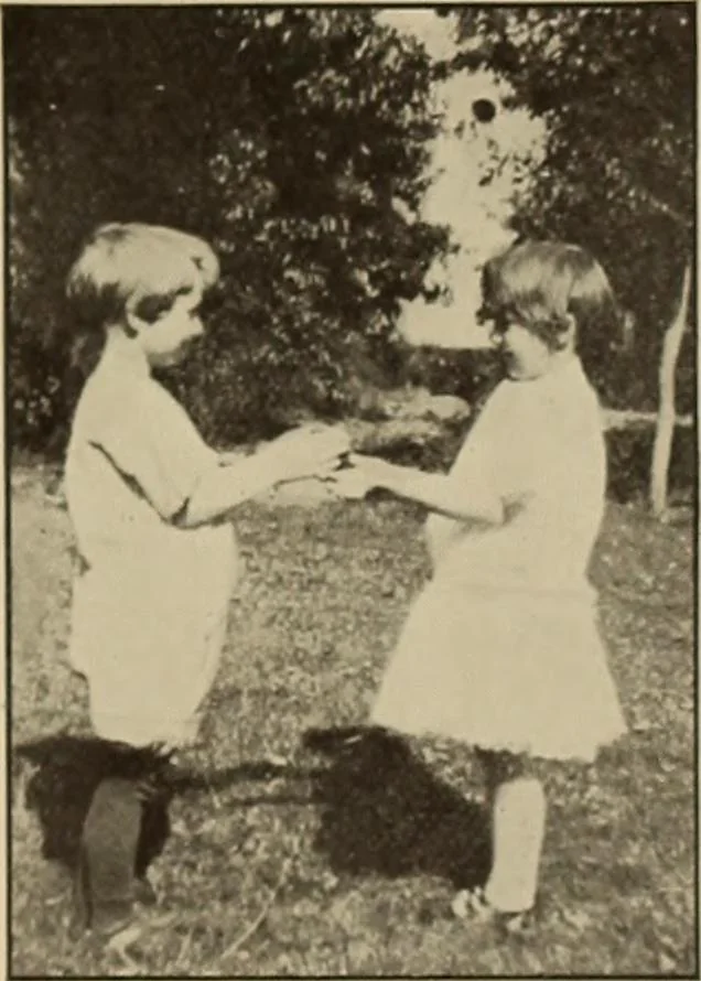 An illustration from Rhythmic action plays and dances; a book of original games and dances, arranged progressively, to Mother Goose and other action songs, with a teaching introductory; for the kindergarten, primary schools, playground and gymnasium, 1915, leaf 136