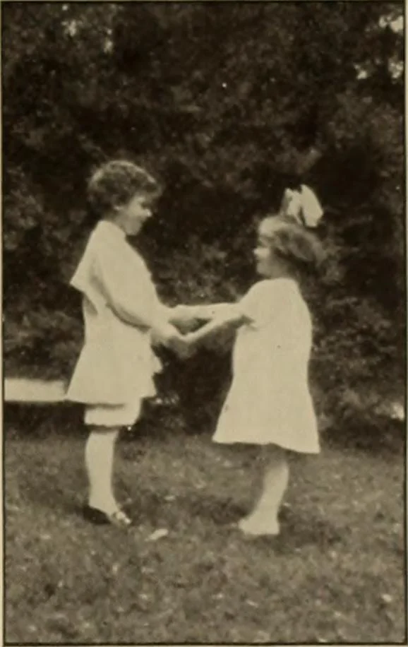 An illustration from Rhythmic action plays and dances; a book of original games and dances, arranged progressively, to Mother Goose and other action songs, with a teaching introductory; for the kindergarten, primary schools, playground and gymnasium, 1915, leaf 140