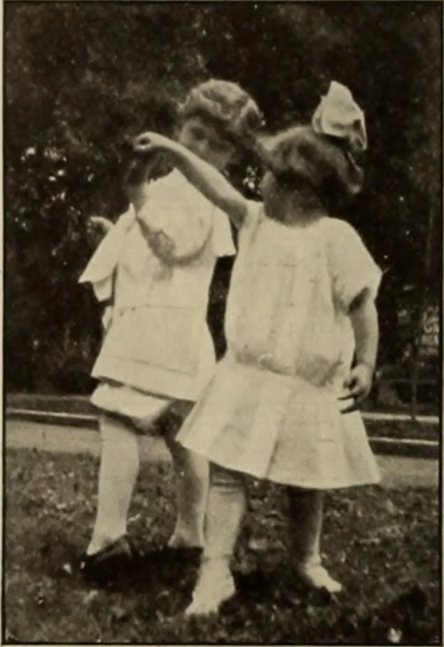 An illustration from Rhythmic action plays and dances; a book of original games and dances, arranged progressively, to Mother Goose and other action songs, with a teaching introductory; for the kindergarten, primary schools, playground and gymnasium, 1915, leaf 145